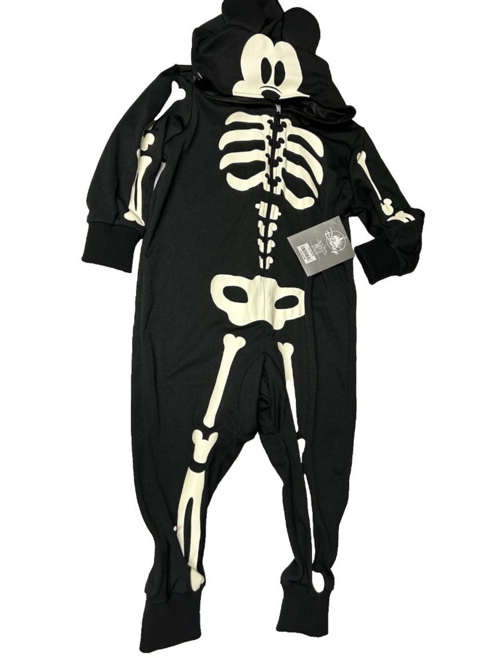 Disney Mickey Mouse Skeleton Glow In The Dark Kids Size 3 Halloween Costume New
